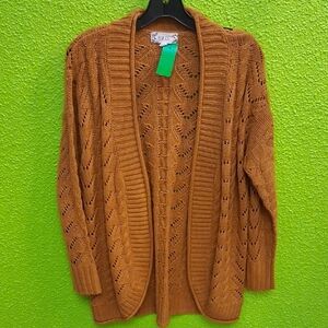 Pink Rose Women's Rust Open Cardigan
